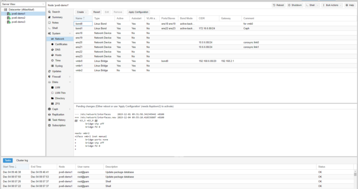Proxmox VE - Cambios de red pendientes