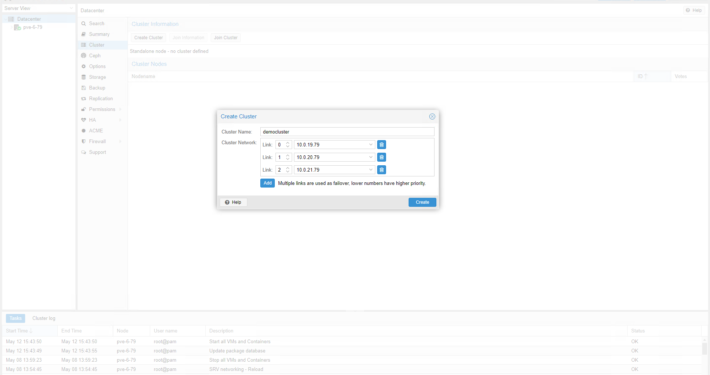 Proxmox VE - Asistente de configuración de Cluster